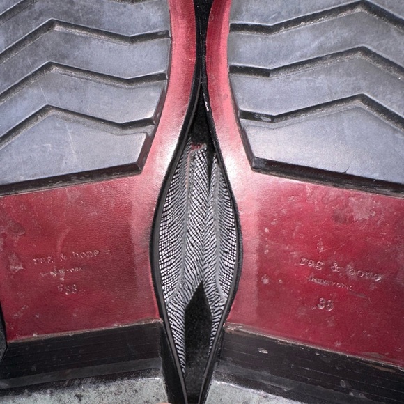 Womens Rag & Bone NY Konrad Monk Strap Embossed Leather Oxfords Gray/Black Sz 8 - Picture 9 of 13